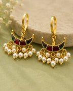 Noor Arc Enamel Pearl Ear Cuffs | Bugadi Style Enamel & Pearl Ear Cuffs | Traditional & Festive Statement Jewellery