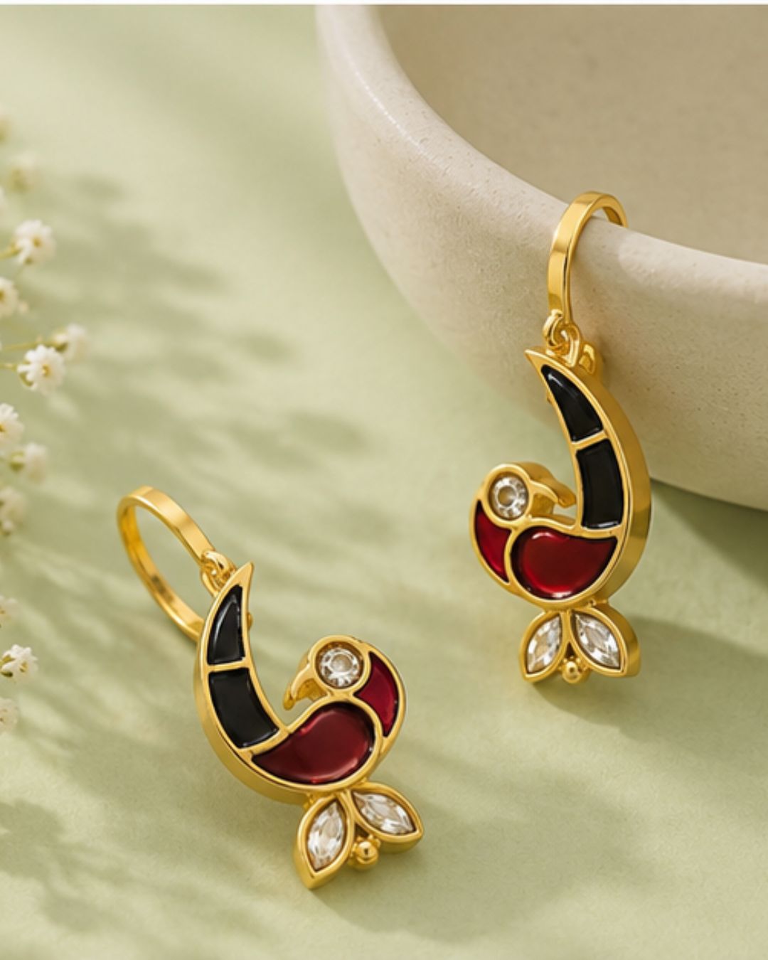 Mayura Enamel Bird Ear Cuff | Minimal Traditional & Festive Jewellery