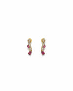 Ruby Teardrop Pavé Necklace Set with Earrings | 18K Gold Plated Red & White Stone Studded Cocktail Jewellery