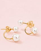 Luna Pearl Ear Jacket Earrings | 18K Gold Plated Double Pearl Stud Earrings