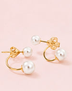Luna Pearl Ear Jacket Earrings | 18K Gold Plated Double Pearl Stud Earrings