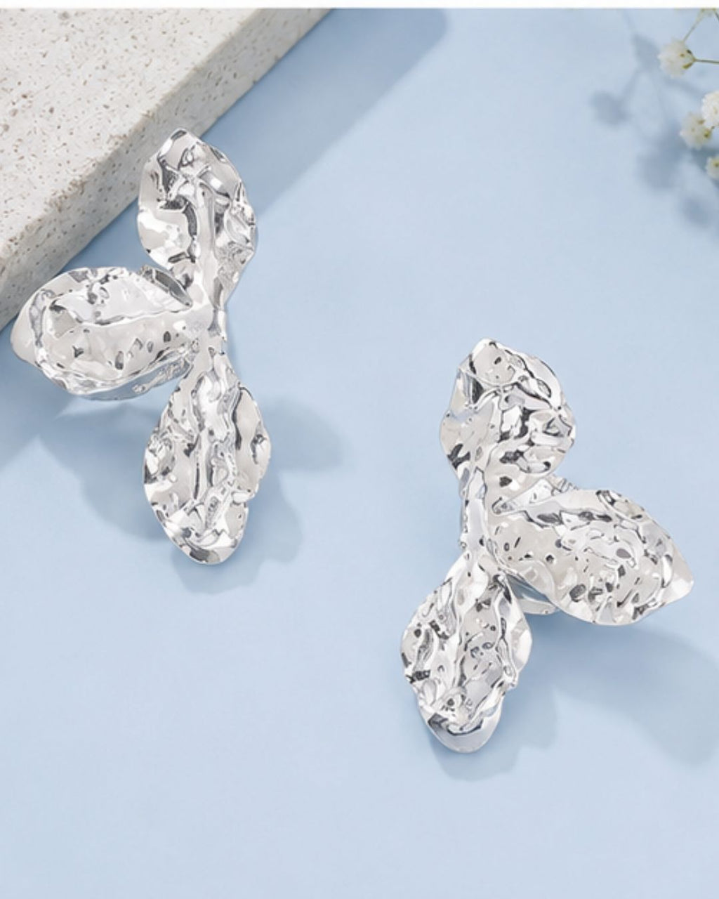 Hammered Floral Statement Earrings | Gold Plated Party Wear Drops & Danglers