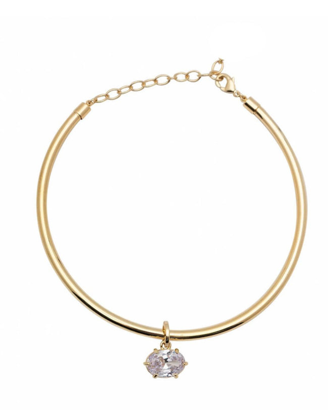 Solitaire Glam Collar Choker | Gold Plated Statement Party Wear Necklace Main Image