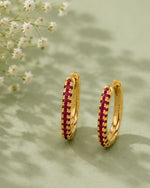 White Green Red Stone Huggie Earrings in 925 Sterling Silver | Minimal Luxe 18K Gold Plated Hoops