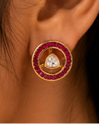 Aarini Convertible Kundan Stud Earrings | Ruby, Emerald & Clear