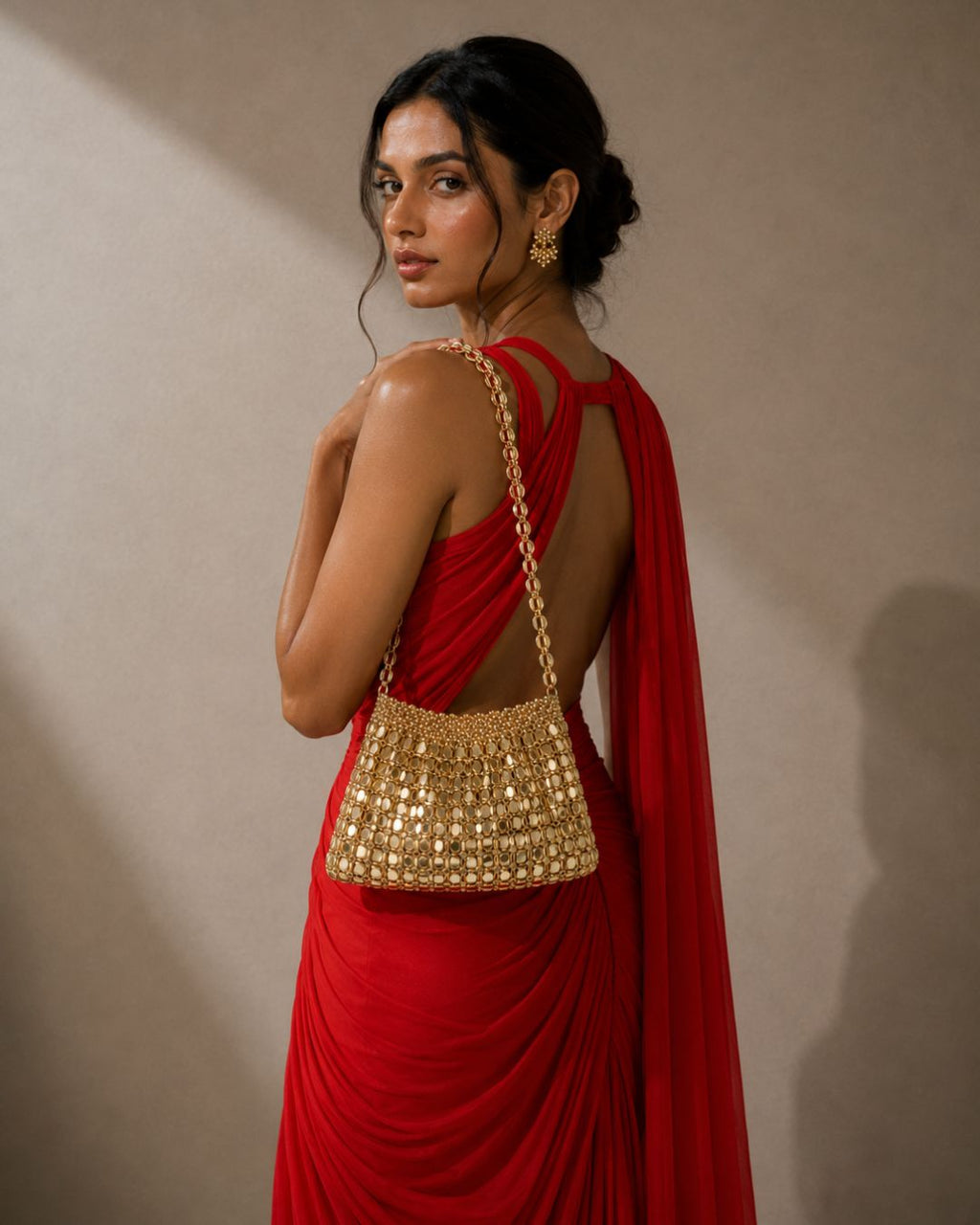 GlamBam Beaded Handbag | Gold & Silver Party Wear Statement Shoulder Bag