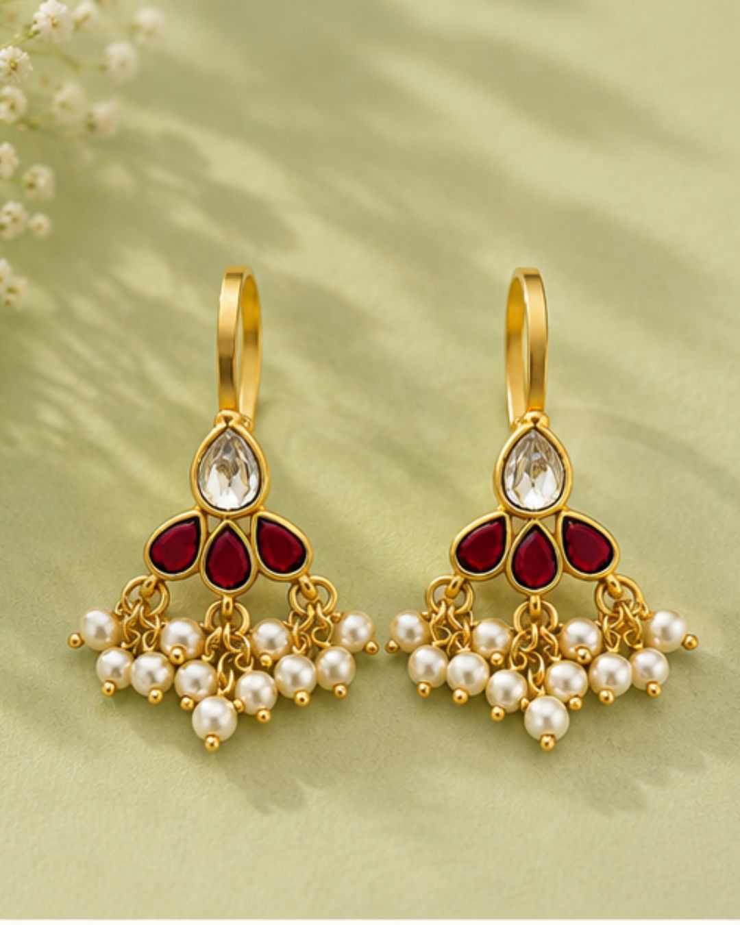 Bugadi Style Kundan & Pearl Ear Cuffs | Traditional & Festive Jewellery Cubic Zirconia Alloy Cuff Earring