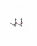 Ruby Teardrop CZ Necklace Set | Rhodium-Plated Red & White Cubic Zirconia Festive Statement Jewellery