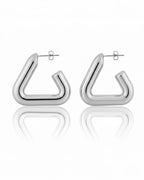 Gold and Silver Geometric Hoop Earrings | Sculptural Tubular Statement