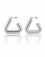Gold and Silver Geometric Hoop Earrings | Sculptural Tubular Statement
