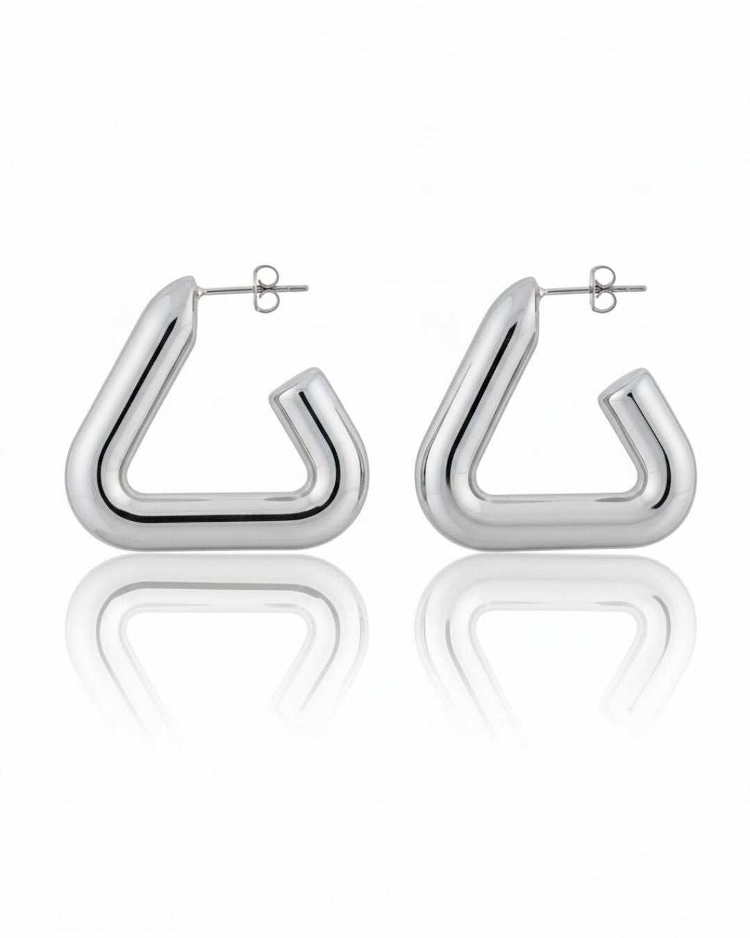 Gold and Silver Geometric Hoop Earrings | Sculptural Tubular Statement