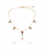 Red Green White Kundan Wire Necklace with Lotus Design | 18K Gold Plated Traditional Jewellery