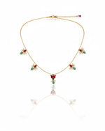 Red Green White Kundan Wire Necklace with Lotus Design | 18K Gold Plated Traditional Jewellery