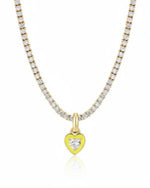 Pink Heart Tennis Chain Necklace | Premium Anti-Tarnish Heart Pendant Necklace | Trendy Everyday Statement Jewellery