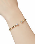 Gold Twinkle 2 Stone Solitaire Cuff Bracelet | 18k Gold Plated Anti-Tarnish Resizable Bracelet