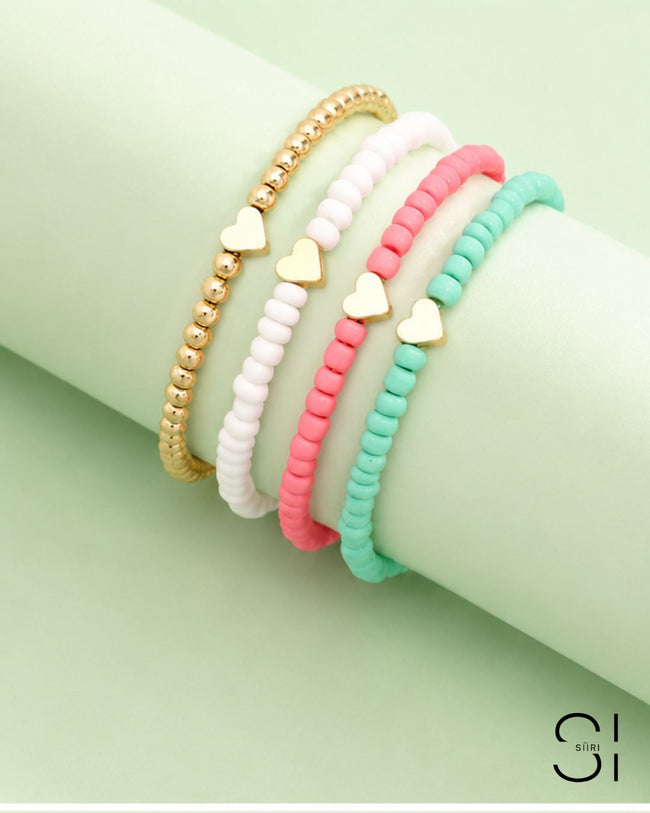 Candy Hearts Bracelet Stack | Set of 4 Colorful Stretch Bracelets for Women Main Image