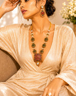 Rang Mahal Pink & Green Kundan Necklace Set | Multi-Color 18K Gold Plated Bridal & Festive Statement Jewellery