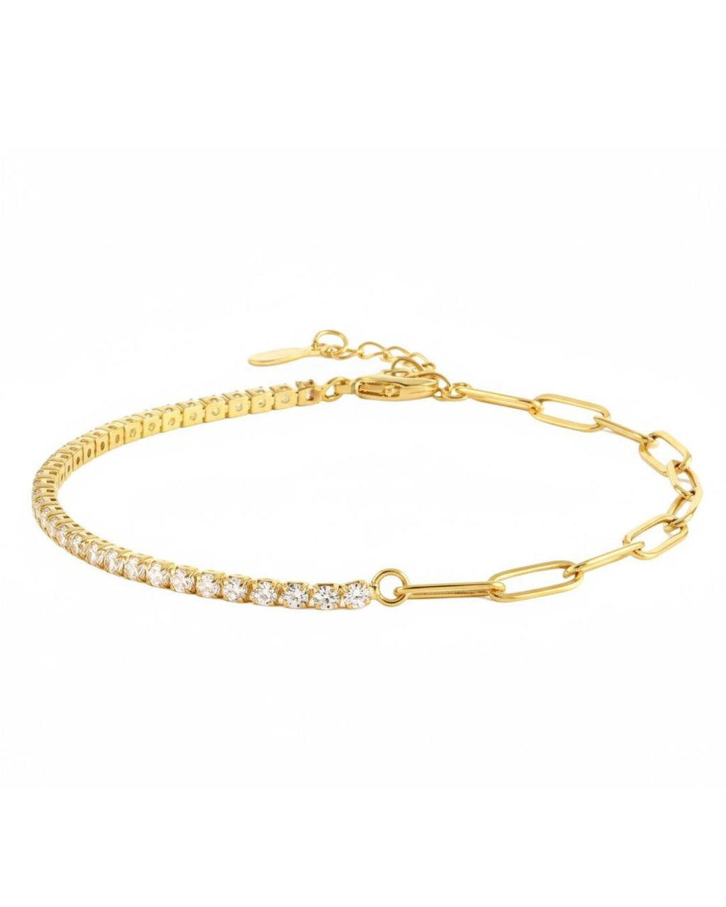 Sterling Silver Cubic Zirconia Tennis Bracelet | 18K Gold Plated Adjustable 925 Silver Bracelet
