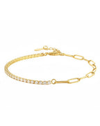Sterling Silver Cubic Zirconia Tennis Bracelet | 18K Gold Plated Adjustable 925 Silver Bracelet