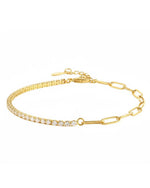Sterling Silver Cubic Zirconia Tennis Bracelet | 18K Gold Plated Adjustable 925 Silver Bracelet