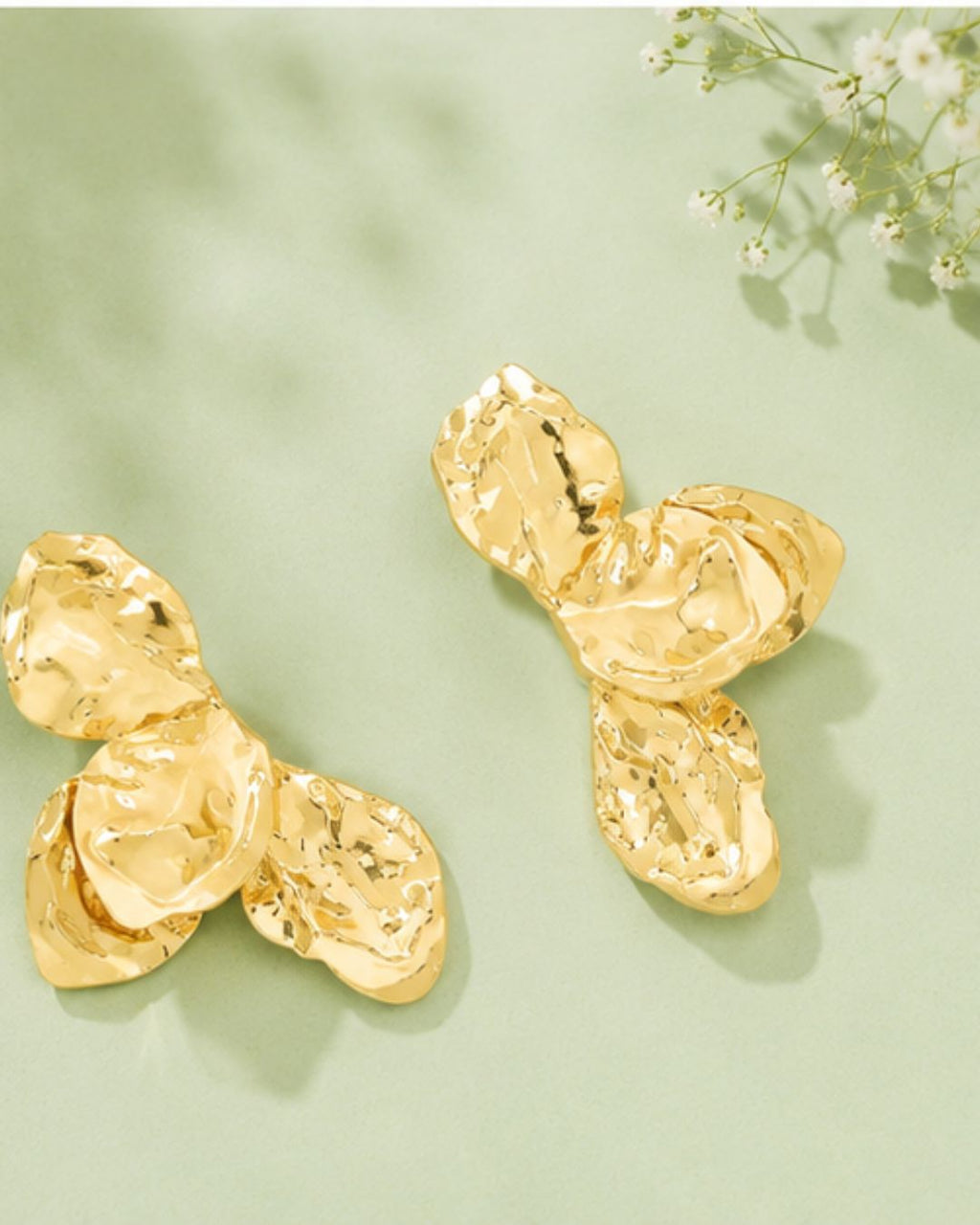 Hammered Floral Statement Earrings | Gold Plated Party Wear Drops & Danglers