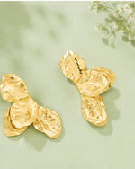 Hammered Floral Statement Earrings | Gold Plated Party Wear Drops & Danglers
