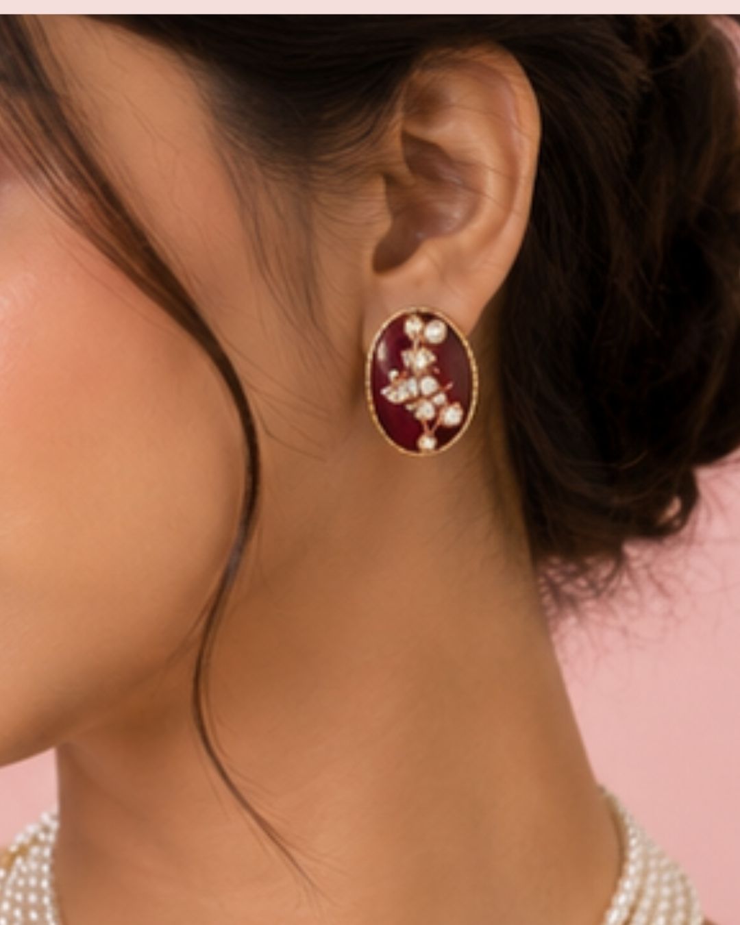Gulnaar Pearl Pendant Necklace Set | 18K Gold Plated Pearl & Enamel Festive Jewellery