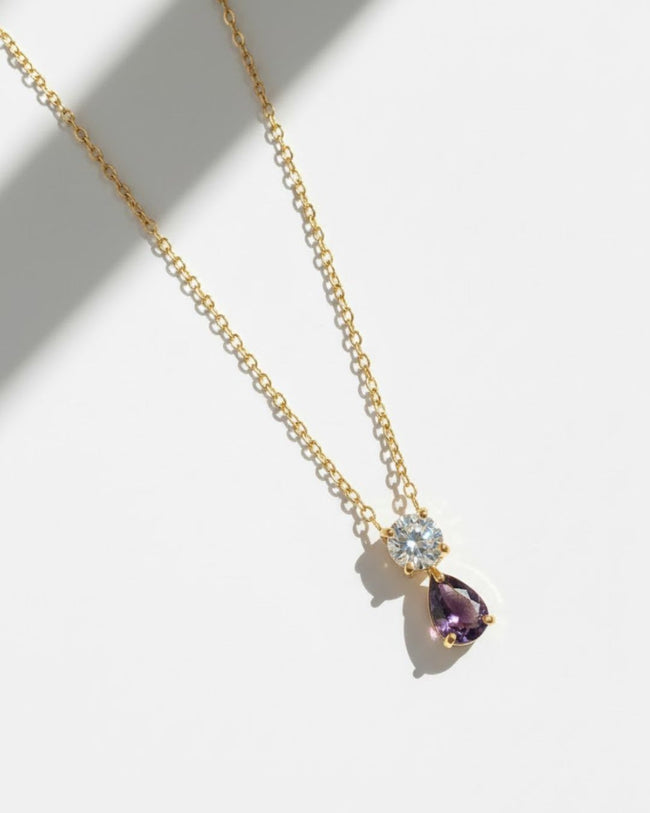 Birthstone Pear Pendant Necklace Main Image