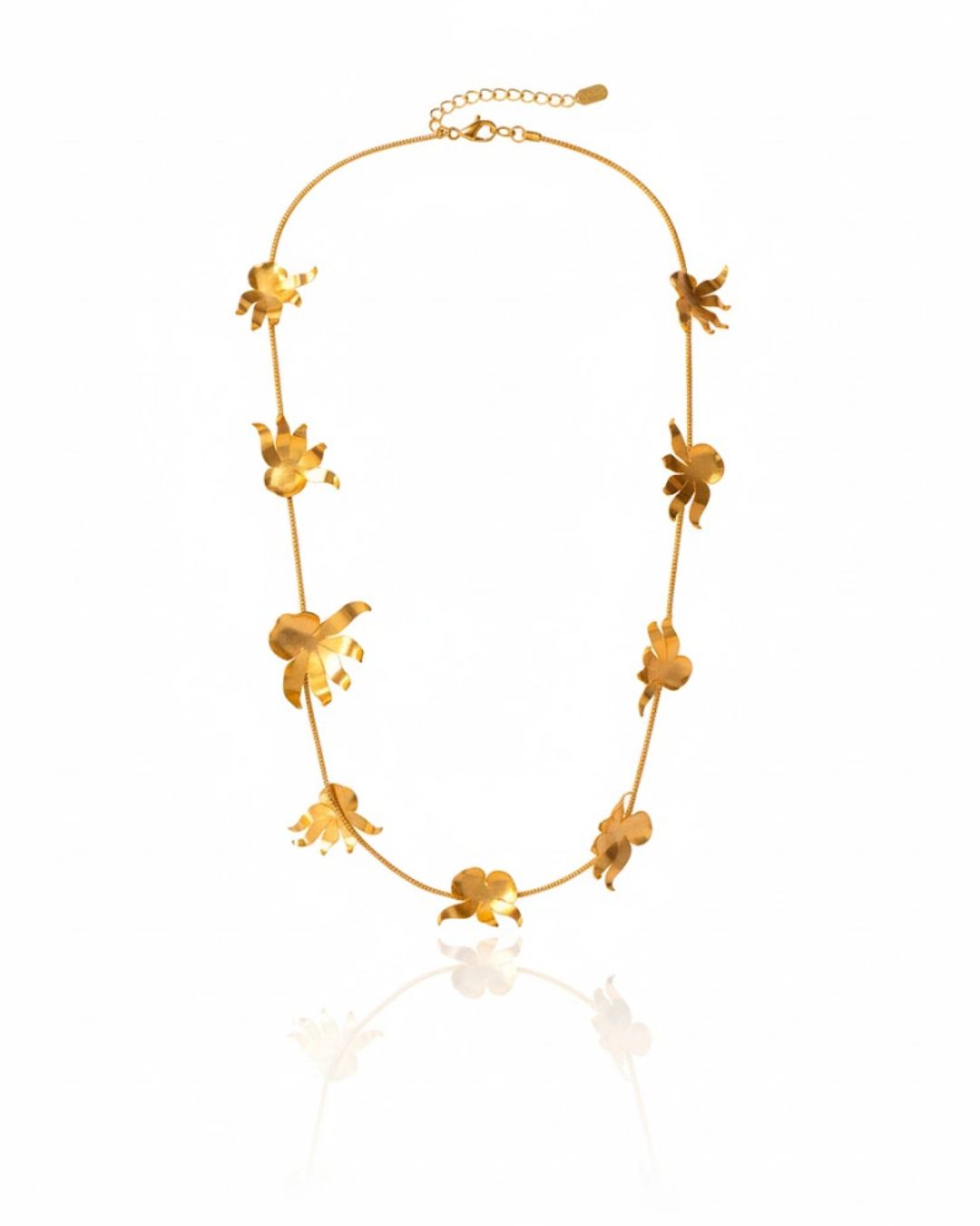 Gold Flora Chain Necklace | 18K Gold Plated Floral Statement Necklace