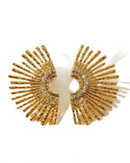 Retro Sun Rhinestone Earrings | White Stone Gold Plated Anti-Tarnish Statement Studs