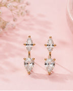 2-in-1 Stud & Drop Earrings | 18K Gold Plated Anti-Tarnish CZ Daily Wear Convertible Earrings