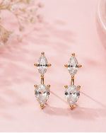 2-in-1 Stud & Drop Earrings | 18K Gold Plated Anti-Tarnish CZ Daily Wear Convertible Earrings
