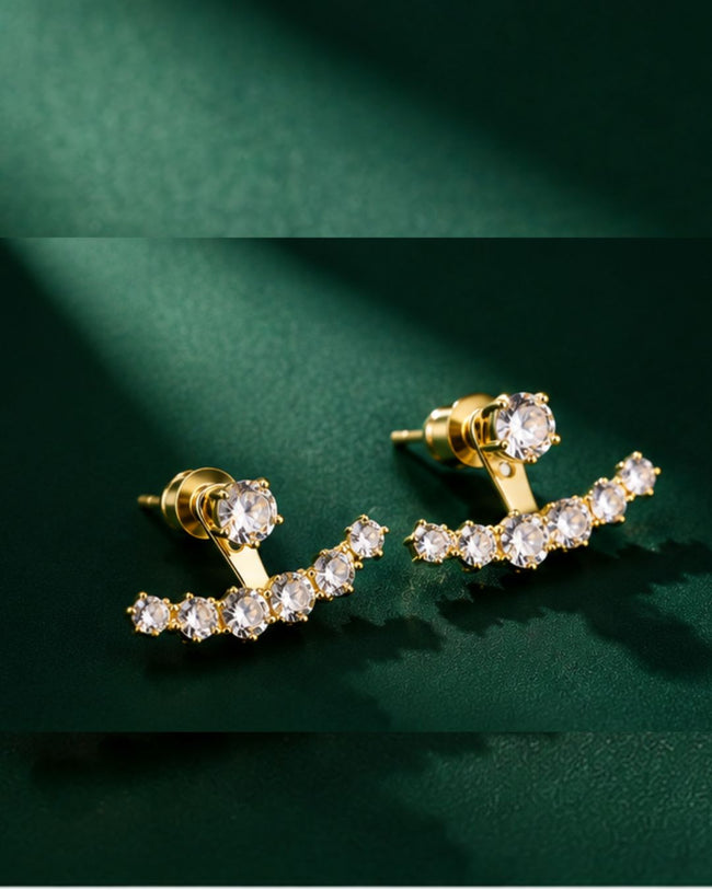 Celeste CZ Ear Jacket Earrings | 18K Gold Plated Cubic Zirconia Stud Earrings Main Image