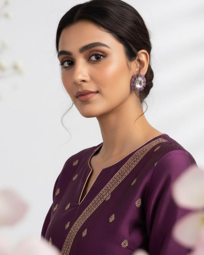 Floral Polki Studs Main Image