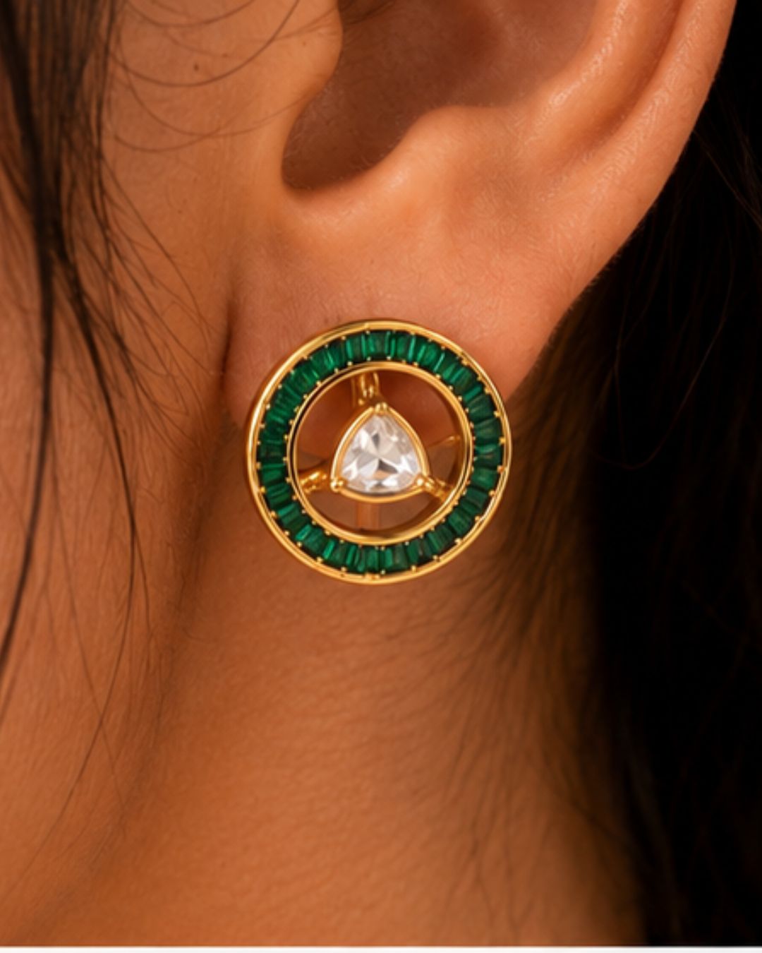Aarini Convertible Kundan Stud Earrings | Ruby, Emerald & Clear