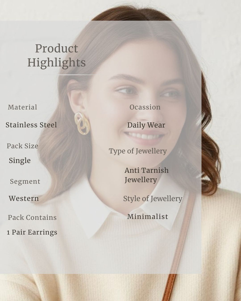 Oval Loop Stud Earrings | 18K Gold Plated Anti-Tarnish Jewellery