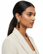 Celeste Crystal Bar Drop Earrings | Geometric Statement Earrings