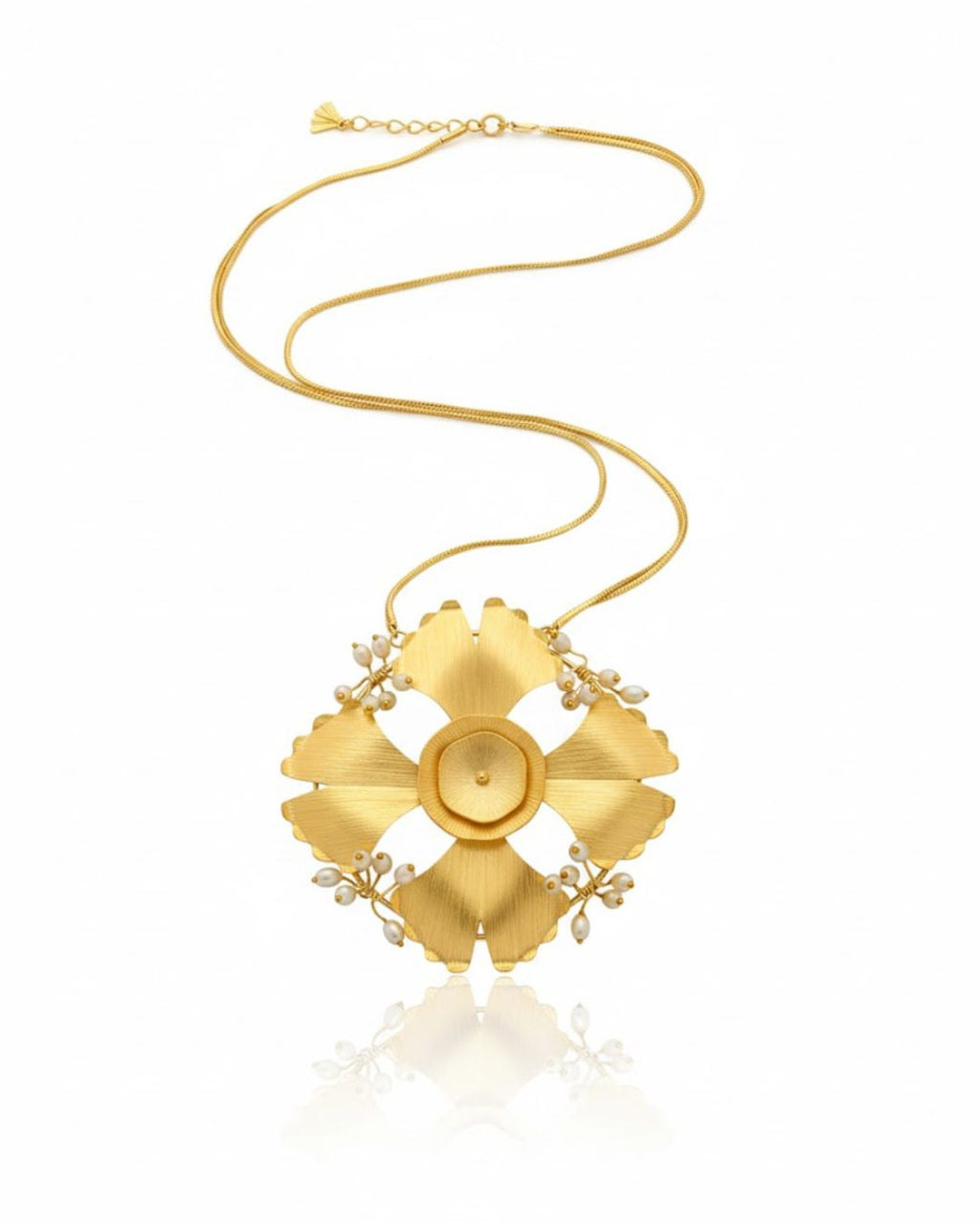 Gold Blossom Chain Necklace | 18K Gold Plated Floral Statement Necklace