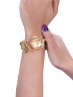 Golden Blossom Cuff Bracelet | 18K Gold Plated Floral Statement Open Cuff