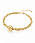 Gold Silver Multi-Strand Mesh Necklace with Statement Ball Pendant | Indo-Western Fusion Jewellery
