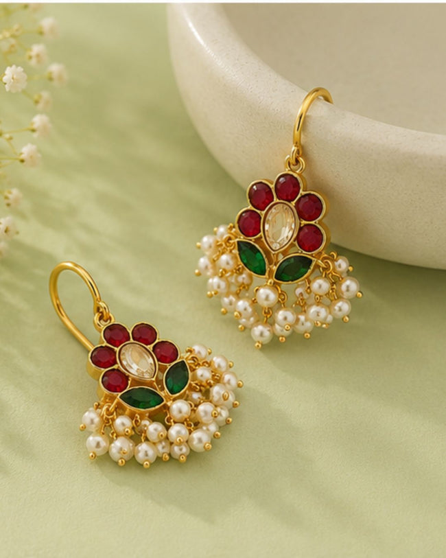 Padma Noor Kundan Pearl Ear Cuffs | Kundan & Pearl Bugadi Style Ear Cuffs | Traditional & Festive Jewellery Hover Image