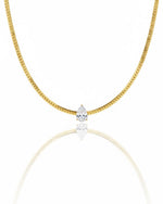 Solitaire Grace Necklace | Pear Solitaire Pendant Snake Chain | Anti-Tarnish Gold Plated