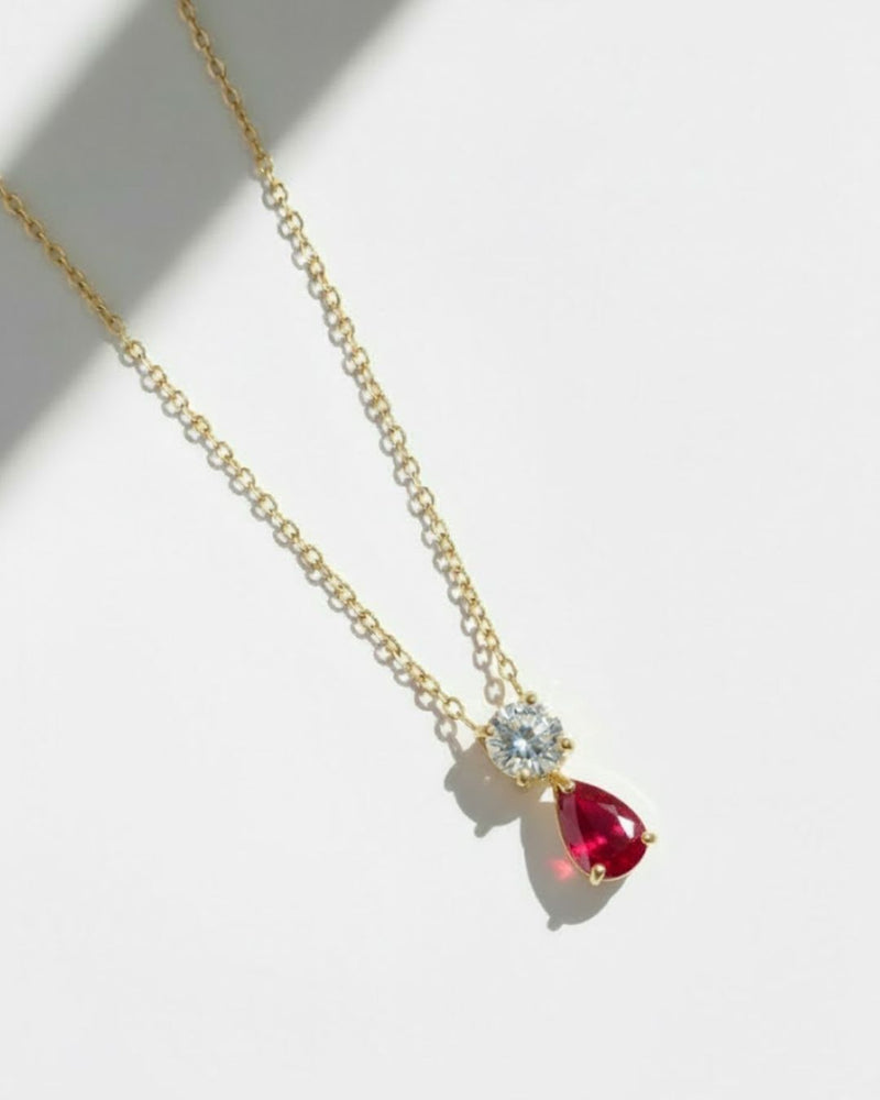 Birthstone Pear Pendant Necklace