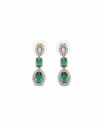 Emerald Halo Link Necklace Set | 18K Gold Plated Green & White Stone Studded Indian Cocktail Jewellery