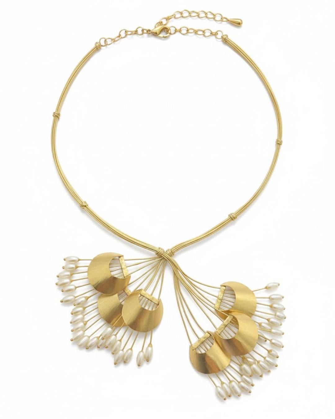Gold Pearl Bouquet Necklace | 18K Gold Plated Pearl Statement Necklace