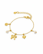 Pearl Bow Charm Bracelet | 18K Gold Plated Anti-Tarnish Stainless Steel Bracelet