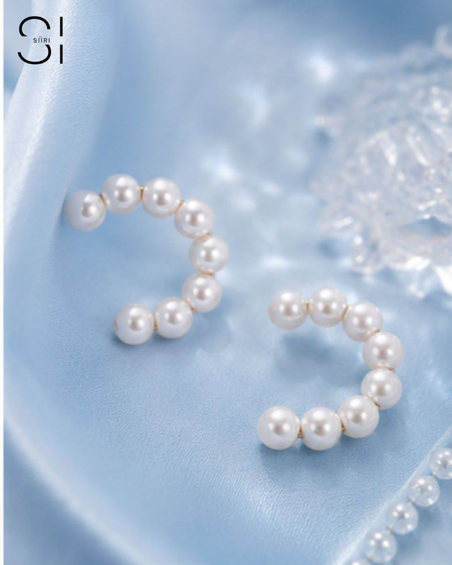 Pearl Duo Ear Cuff | Double Row Faux Pearl Non-Piercing Ear Wrap Main Image