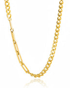Dual Layer Chain Necklace | 18K Gold Plated Layered Snake & Link Chain Necklace