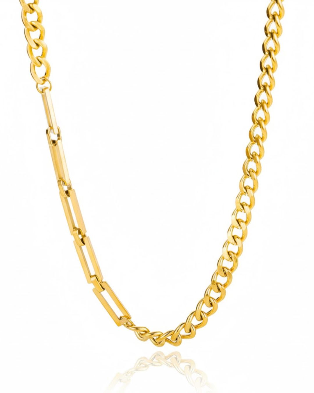 Dual Layer Chain Necklace | 18K Gold Plated Layered Snake & Link Chain Necklace