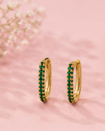 White Green Red Stone Huggie Earrings in 925 Sterling Silver | Minimal Luxe 18K Gold Plated Hoops
